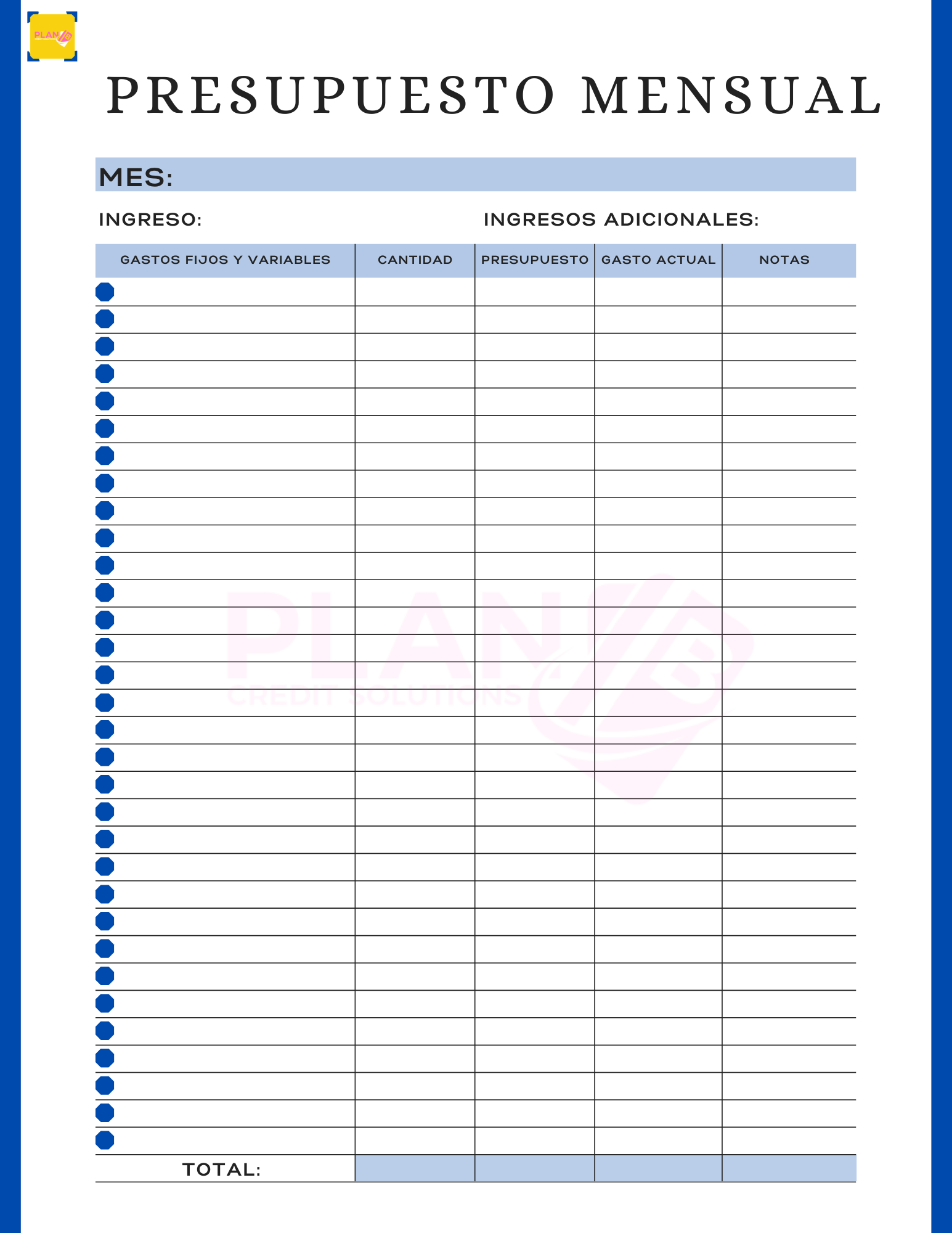 PRESUPUESTO MENSUAL WEBSITE ITEM